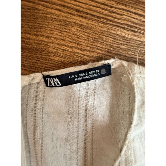 Zara Womens Cotton Blend Striped Cut Out Mini Dress Size Small Modern‎ Beachy - Picture 10 of 13